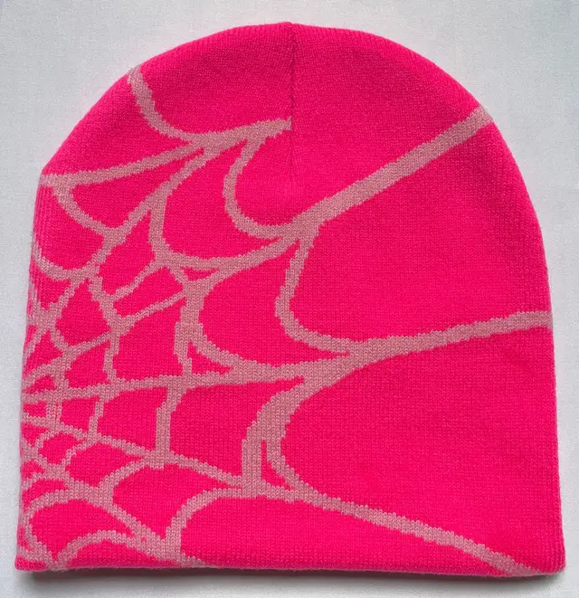Knitted Hat Female Spider Web Woolen Cap Pink Pink - Shop at LoveMi