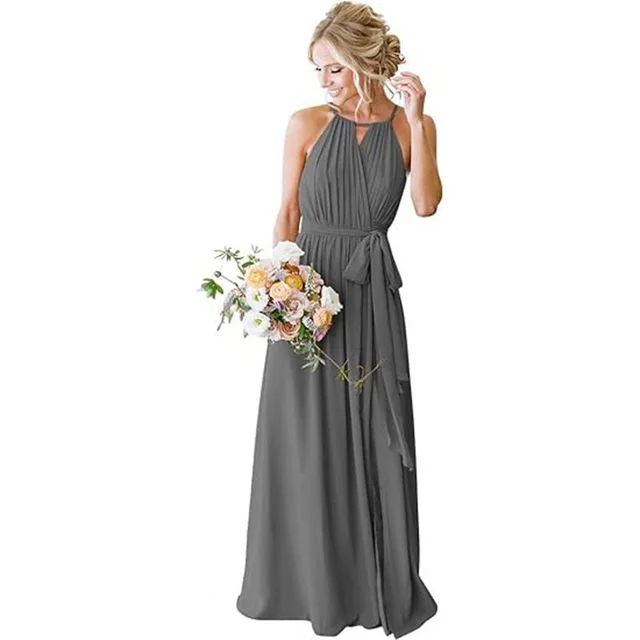 European And American Style Women Strap Chiffon Bridesmaid Dress Long Picture Color 11 - Shop at LoveMi