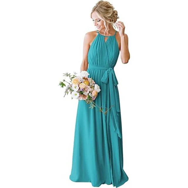 European And American Style Women Strap Chiffon Bridesmaid Dress Long Picture Color 12 - Shop at LoveMi