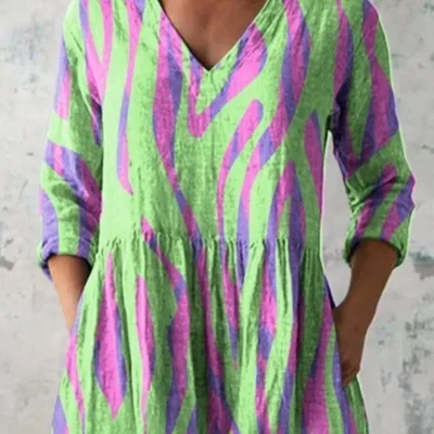 Printing European And American Summer City Casual V neck Picture Style - Shop at LoveMi