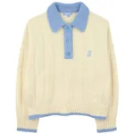 Women's Preppy Style Collar Contrast Color Loose Sweater - Custard-Xl