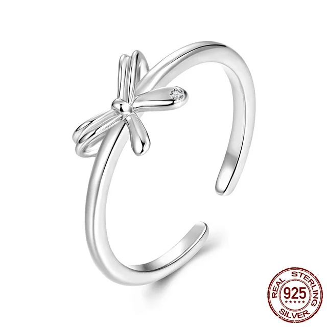 S925 Sterling Silver Bow Open Ring Silver - Shop at LoveMi