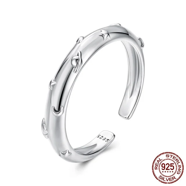 S925 Sterling Silver Planet Open Ring Bsr692 E - Shop at LoveMi