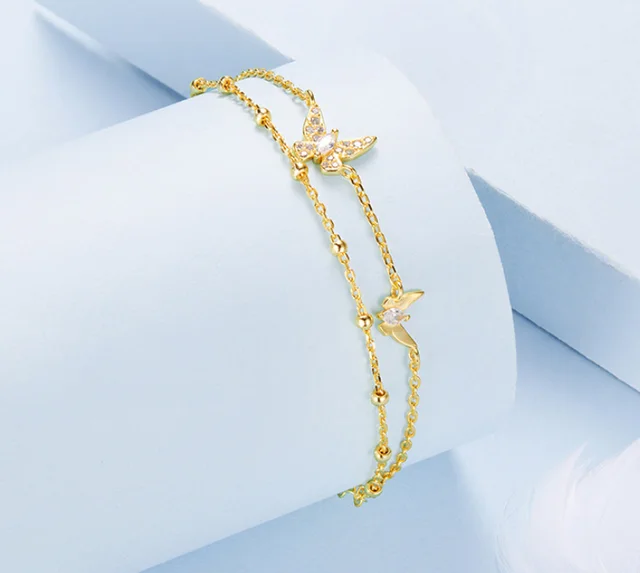 Special interest Design Butterfly Double layer Bracelet For Women Gold - Shop at LoveMi