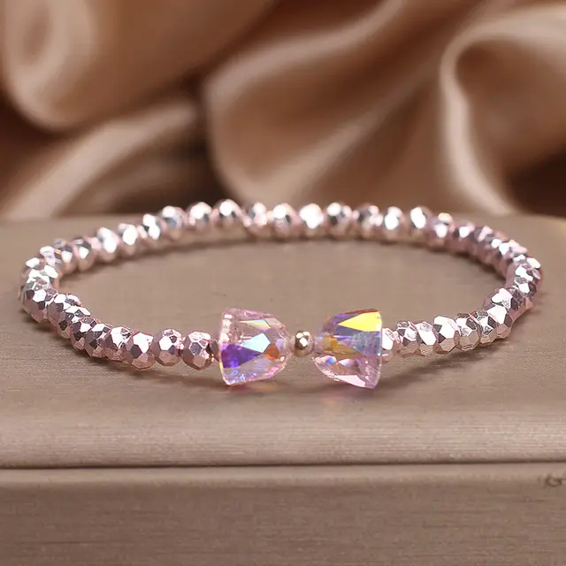 Internet Celebrity Colorful Crystal Bracelet Female Niche Design Butterfly Light Pink - Shop at LoveMi