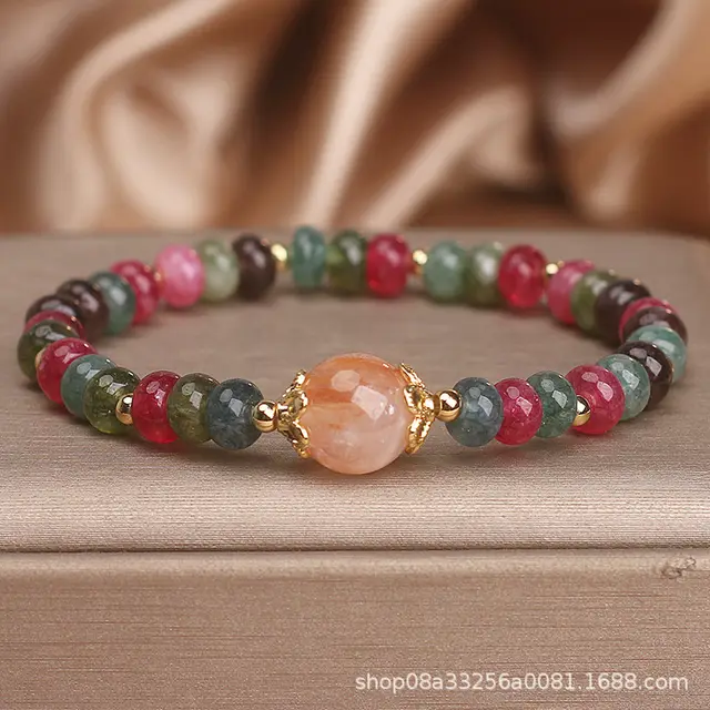 Retro Natural Tourmaline Multi layer Crystal Bracelet Color - Shop at LoveMi