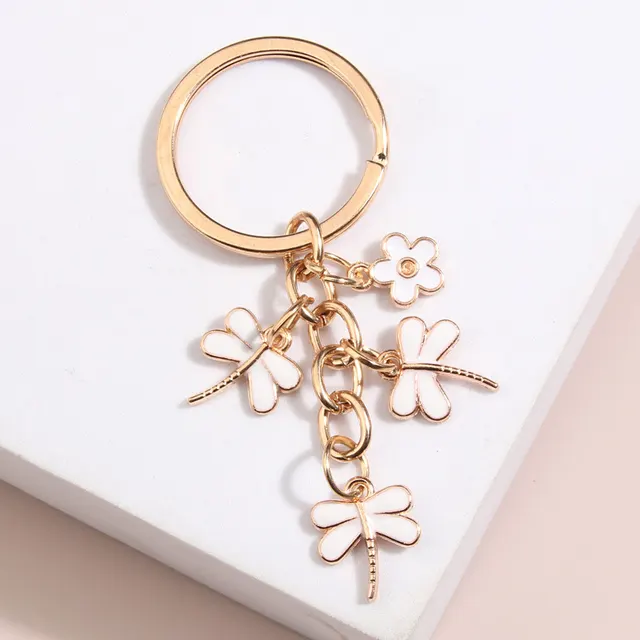 Handmade Dripping Oil Cute Little Bee Flower Keychain E5418 - Shop at LoveMi