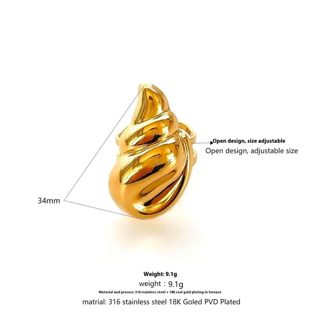 RETRO Geometric Irregular Opening Women's Ring Golden Croissant - Shop at LoveMi