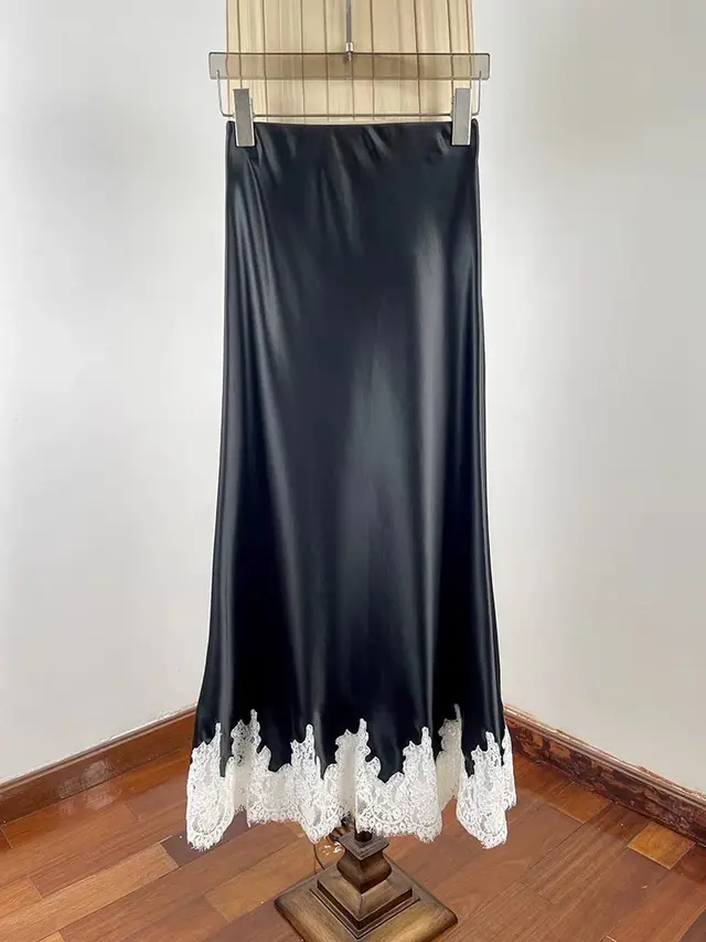 Elegant Lace Stitching Hip Long Dress For Women Black - Shop at LoveMi