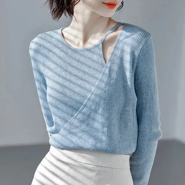 Design Sense Niche Slim Bottoming Shirt Inner Wear Sweater Blue - Shop at LoveMi