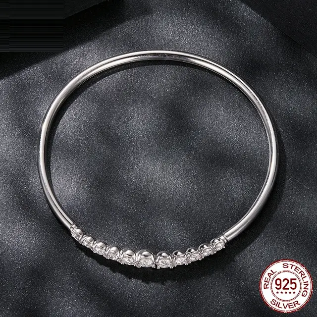 All match High grade S925 Sterling Silver Moissanite Open Elastic Bracelet Msb029 Bracelet - Shop at LoveMi