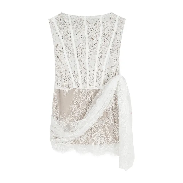Women's Lace Backless Tube Top Dress Fishbone Skirt White - Shop at LoveMi