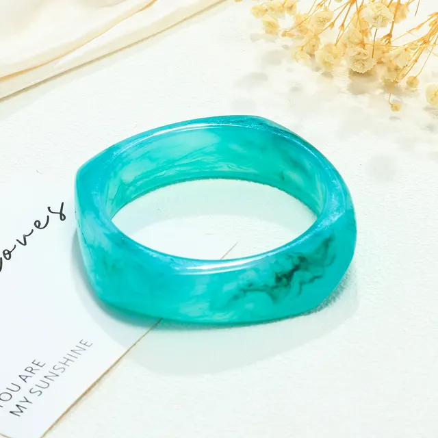 European And American Geometric Blooming Coffee Color Bracelet Resin Arc 19 Light Blue 40 - Shop at LoveMi