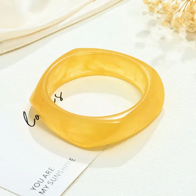European And American Geometric Blooming Coffee Color Bracelet Resin Arc 23 Yellow 44 - Shop at LoveMi
