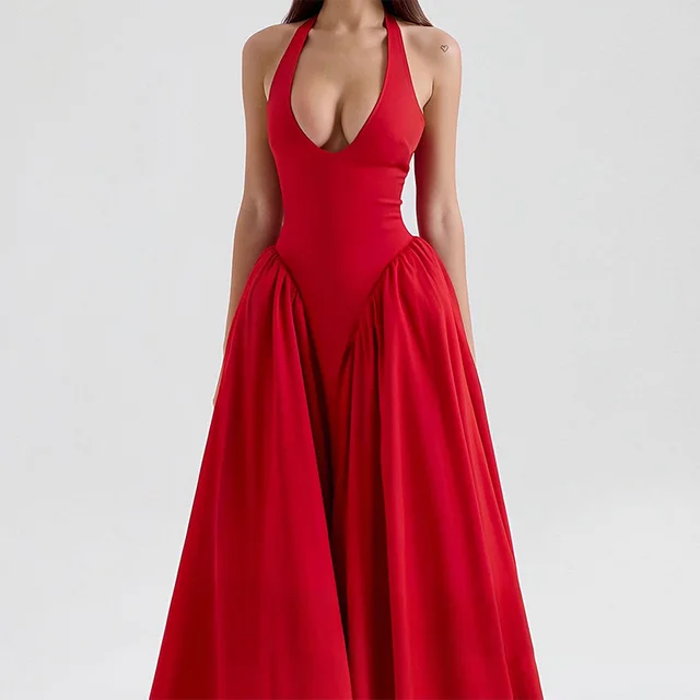 Women's Elegant V neck Sexy White Party Dress Red - Shop at LoveMi