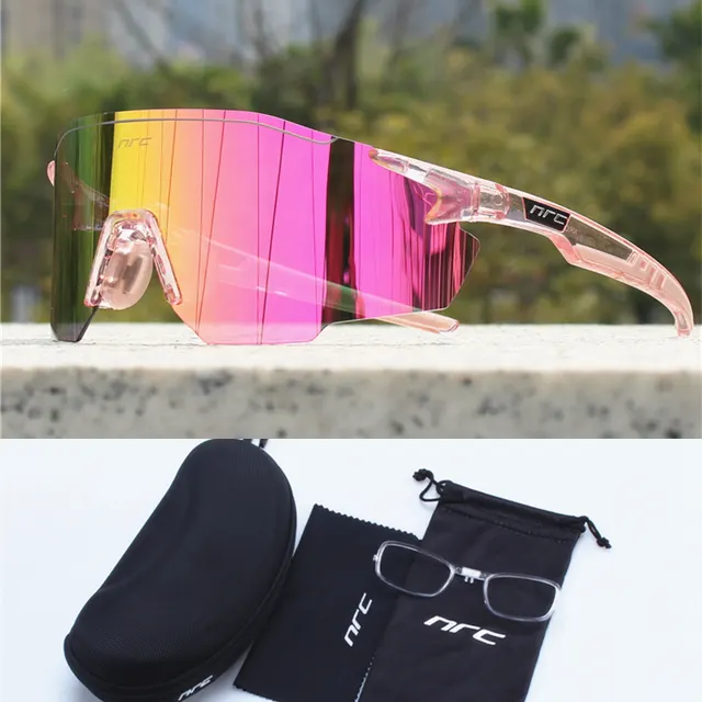 Ultra light Frameless Photochromic Cycling Glasses For Mountaineering Pink - Shop at LoveMi