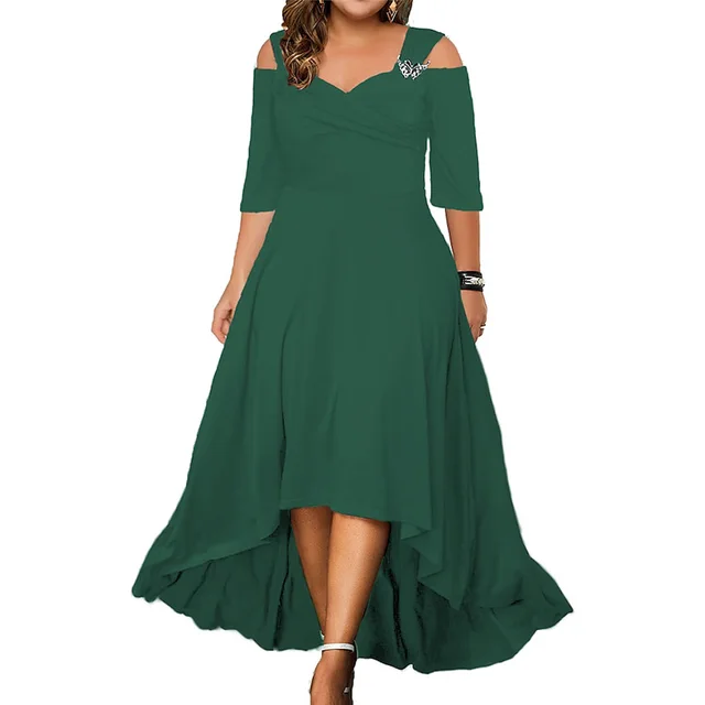 Summer New Off the shoulder Large Swing Dress For Women Green - Shop at LoveMi