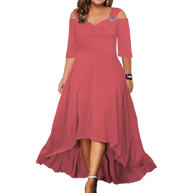 Summer New Off the shoulder Large Swing Dress For Women Pink - Shop at LoveMi