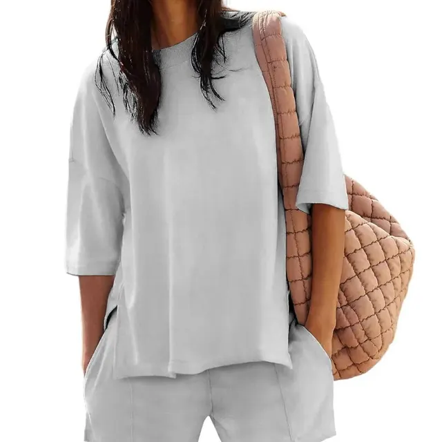 Summer New Women's Blouse Shorts Suit Gray - Shop at LoveMi