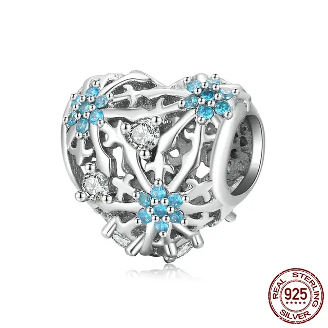 Sterling Silver Snowflake Heart DIY Bead Scattered Beads Bsc530 - Shop at LoveMi