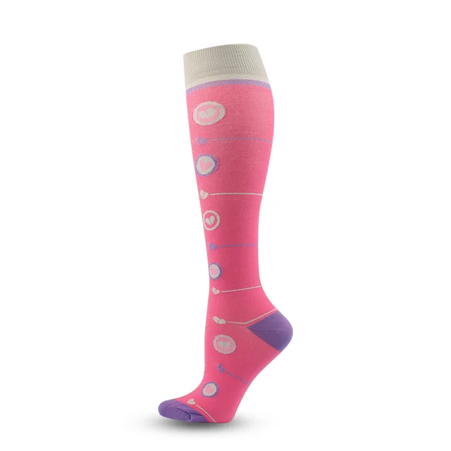Sports Long Elastic Leggings Compression Stockings Red Background Striped Love - Shop at LoveMi