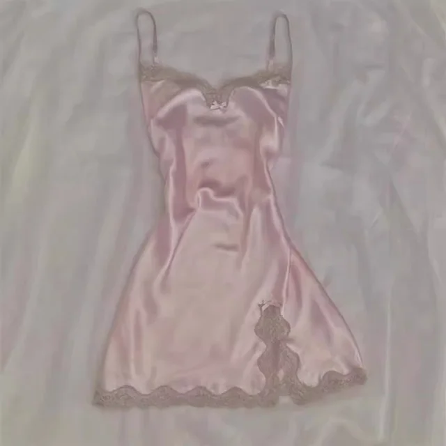 Ribbon Bow Lace Vintage Casual Sexy Fashion Strap Dress Pink - Shop at LoveMi