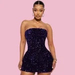 Women's Fashion Sexy Tube Top Hip Skirt - Violet Color-Xl
