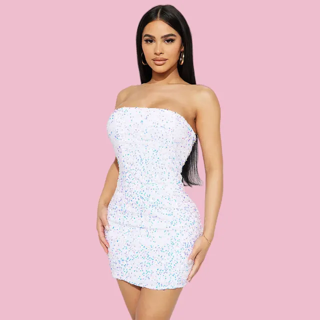 Women's Fashion Sexy Tube Top Hip Skirt White - Shop at LoveMi