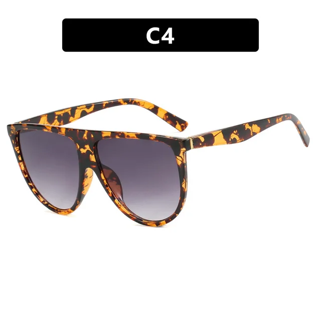 Female Anti blue Light Large Frame Plain Glasses Leopard Print Double Gray - Shop at LoveMi