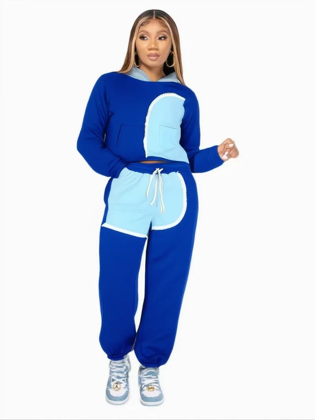 Women's Fashion Ankle tied Long Sports Sweater Suit Dark Blue - Shop at LoveMi