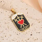 French Retro Tarot Pendant Rectangular Dripping Sweater Necklace - Heart