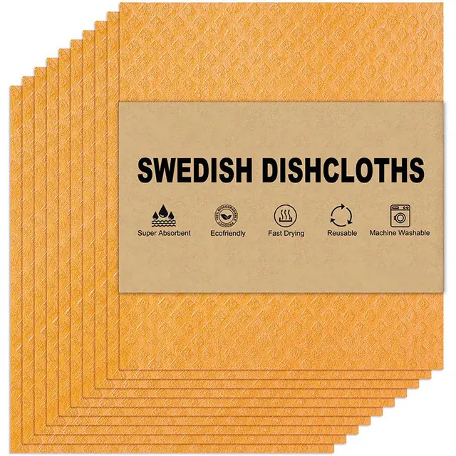 9 Colors Swedish Rag Kitchen Multi functional Lazy Dishcloth Reusable Orange - Shop at LoveMi