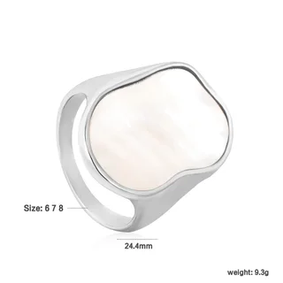 White Shell Ring Fashion Trendy Ring Design Gold Plated Ring For Women - Ri1582068S