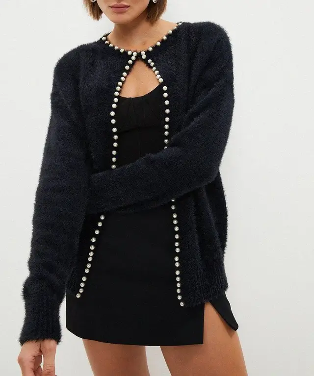 Autumn And Winter Mink like Knitted Women's Clothing Loose And Lazy Style Black - Shop at LoveMi