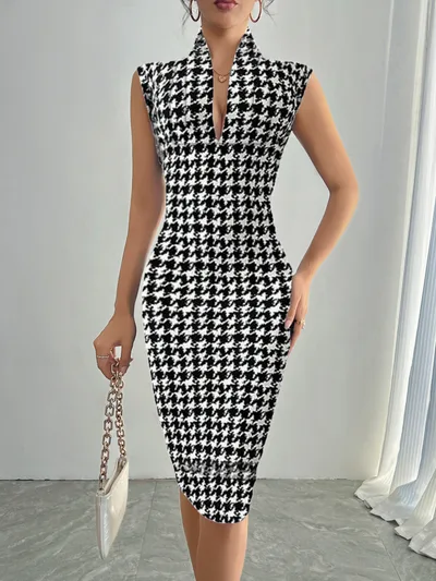 Women's Fashion Solid Color Pleated Slim Dress Gray - Shop at LoveMi