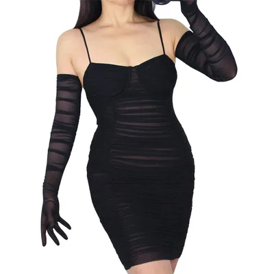 Sexy Transparent Mesh Gauze Extra Long Gloves Black - Shop at LoveMi
