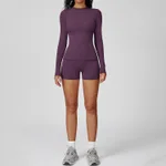 Long Sleeve Shorts Purple Suit