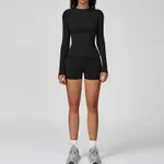 Long Sleeve Shorts Suit Black