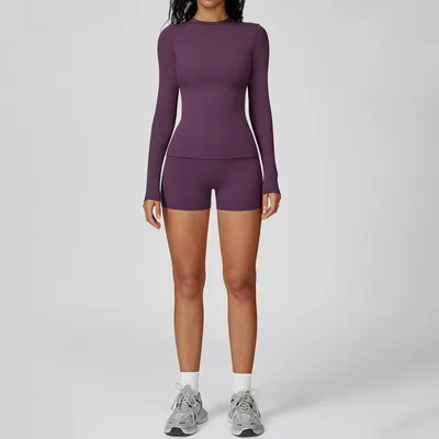 Slim Fit Outdoor Workout Clothes Women's Fitness Running Sports Purple - Shop at LoveMi