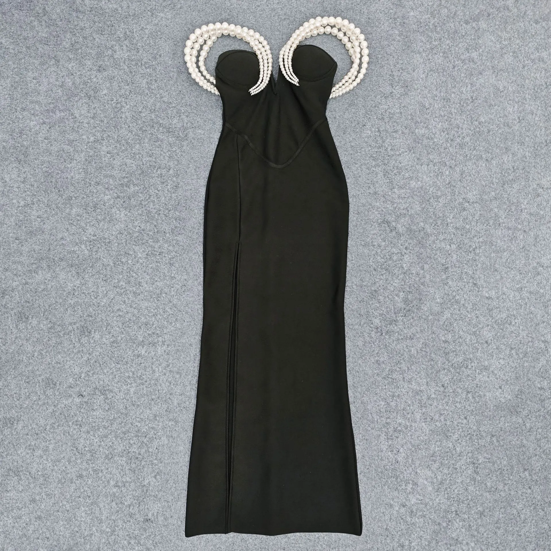 Women's All-match Heavy Industry Pearl Bandage Dress Sexy Tube Top Dress - Black