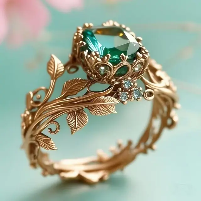 Totem Ring Creative Style Vintage Alloy Inlaid Crystal Ring Ancient & Gold - Shop at LoveMi