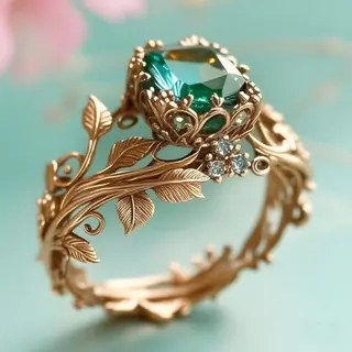 Totem Ring Creative Style Vintage Alloy Inlaid Crystal Ring - Ancient & Gold