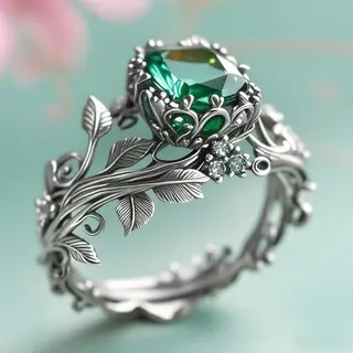 Totem Ring Creative Style Vintage Alloy Inlaid Crystal Ring - Antique Silver