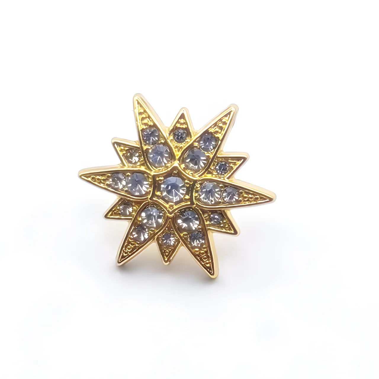 Men's Diamond Six-pointed Star Badge Badge Exquisite Brooch Boutonniere - Gold White