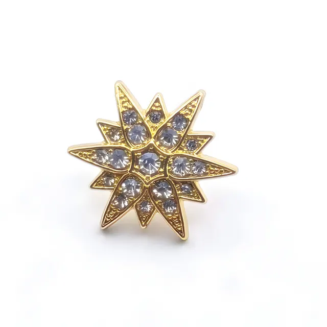 Men's Diamond Six pointed Star Badge Badge Exquisite Brooch Boutonniere Gold White - Shop at LoveMi