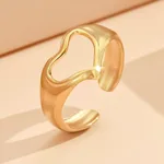 Hollow Out Heart-shaped Open Ring Female Adjustable Heart-shaped Stainless Steel - J03172 Gold