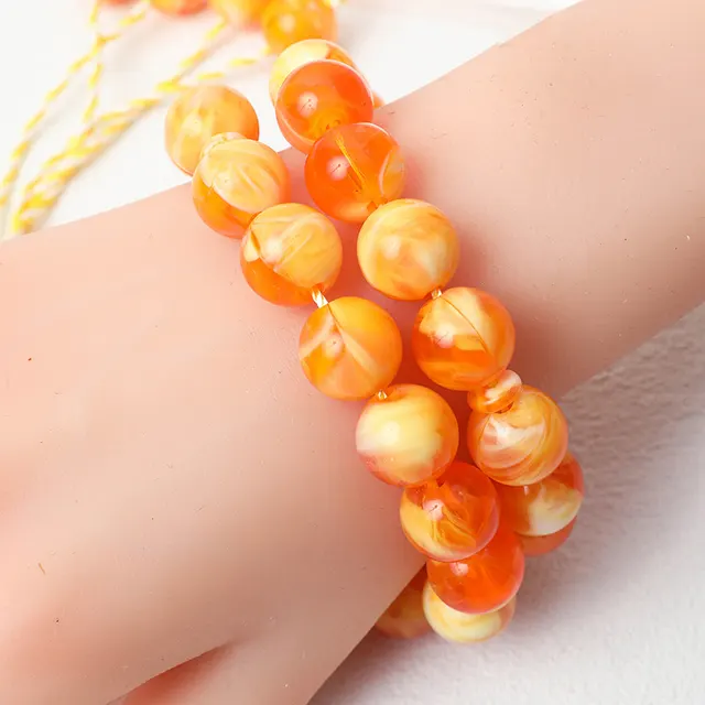 Handheld Bracelet Beaded Rosary Ornament Orange - Shop at LoveMi