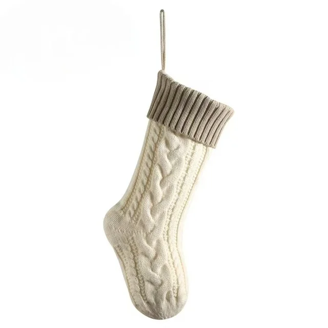 Personalized Laser Customized Knitted Yarn Christmas Gift Decorative Socks Gray White - Shop at LoveMi