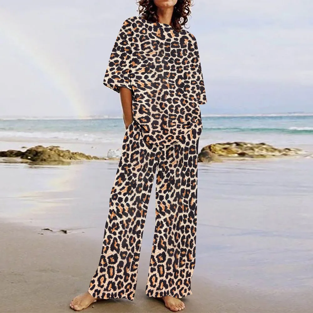 Retro Fashion Casual High Waist Wide Leg Pants Suit - G7Z2037