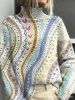 New Christmas Abstract Printing Casual Cloak Coat Cardigan - Color 22